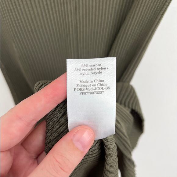 Everlane The Knit Polo Dress Collared Ribbed Short-Sleeve Midi Olive - Small - Picture 11 of 13